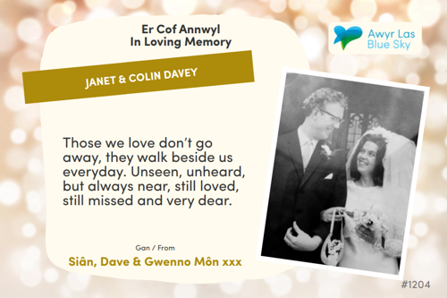 Awyr Las Dedicate a Light - Janet & Colin Davey