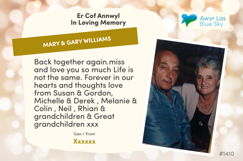 Awyr Las Dedicate a Light - Mary & Gary williams