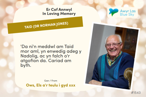 Awyr Las Dedicate a Light - Taid (Dr Norman Jones)