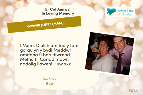 Awyr Las Dedicate a Light - Gwawr Jones (Mam)