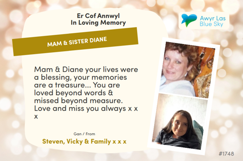 Awyr Las Dedicate a Light - Mam & Sister Diane