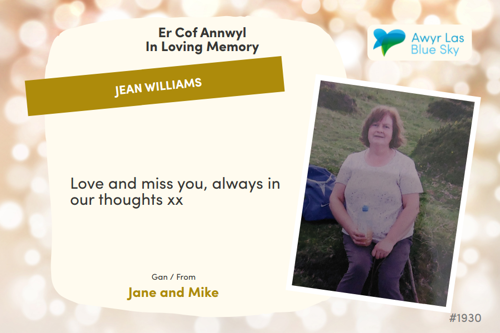 Awyr Las Dedicate a Light - Jean Williams