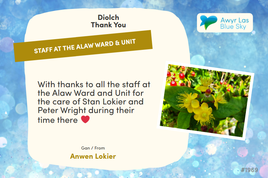 Awyr Las Dedicate a Light - Staff at the Alaw Ward & Unit