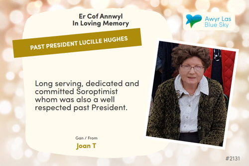 Awyr Las Dedicate a Light - Past President Lucille Hughes