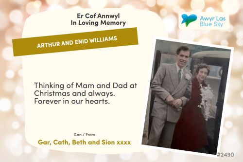 Awyr Las Dedicate a Light - Arthur and Enid Williams